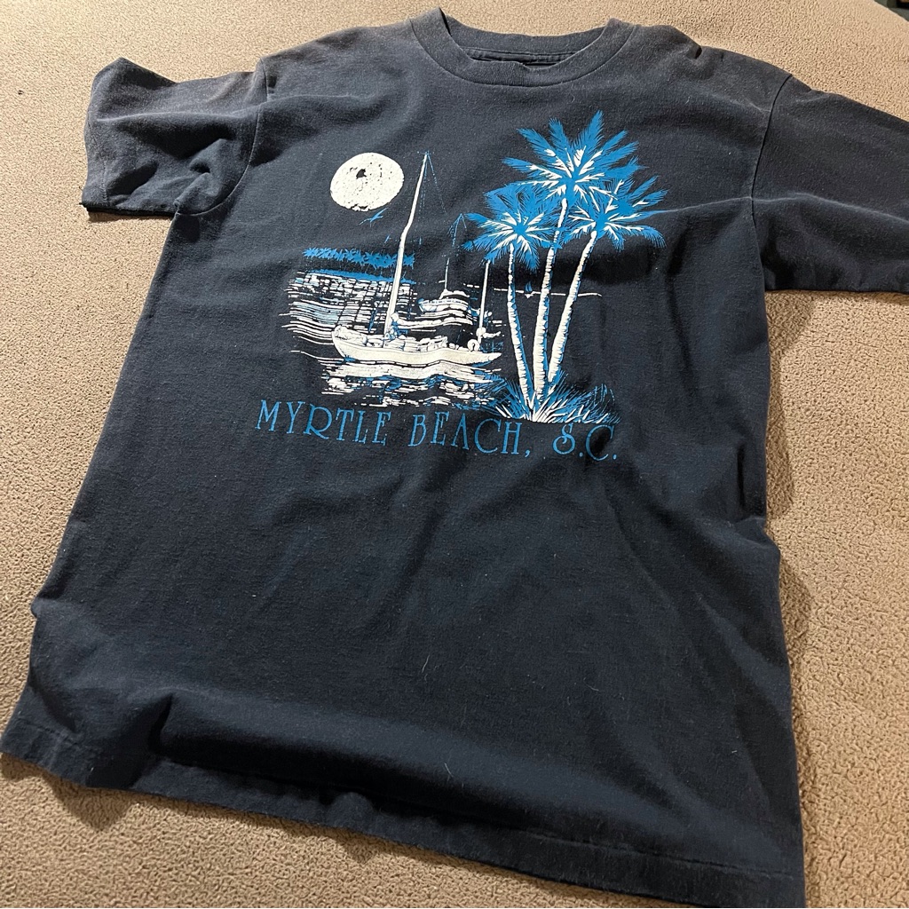 Vintage Harley-Davidson Classic Florida Scene Falm Trees Sailboat Large T-Shirt